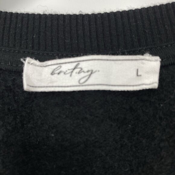 Brit NY Sequined Sugar Skull T-shirt Top Women size Large Black Long Sleeve - Picture 10 of 10